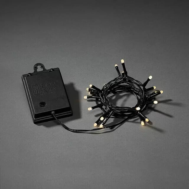 Konstsmide LED-Lichterkette (Außen, Lichtfarbe: Warmweiß, Anzahl Leuchtmittel: 20 Stk., Batteriebetrieben, Schwarz)