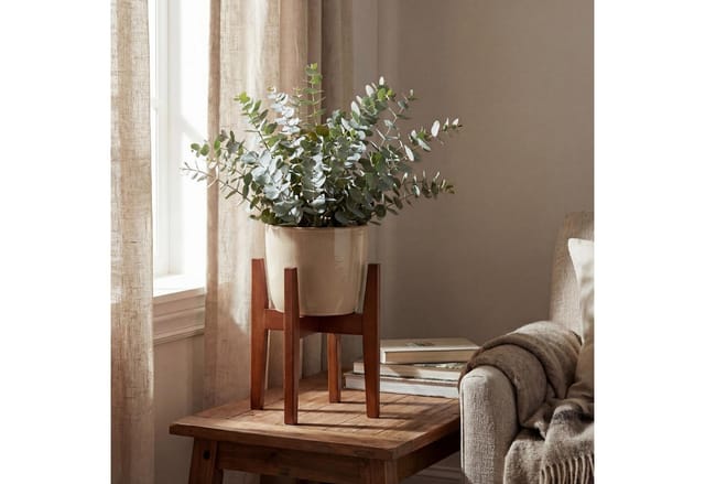 Bambus Pflanzenständer MCW-Q31, Blumenständer Blumentopfständer Blumenhalter, verstellbar 30x27-37cm ~ braun