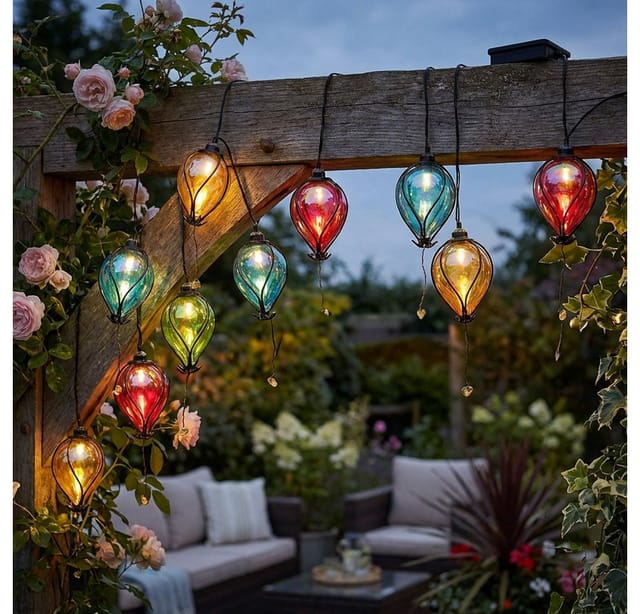 2x Solarleuchte Led Lichterkette Ballons Außenleuchte Gartendeko Bunt L 380 Cm