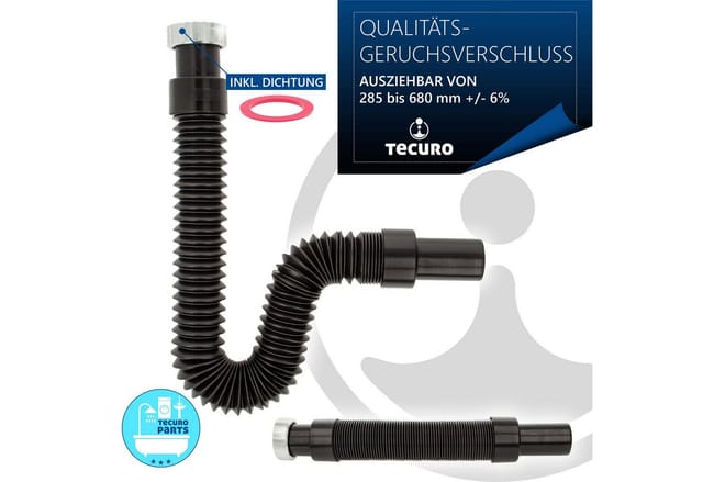 Tecuro Flexibler Geruchsverschluss 1 1/4 Zoll Auf Ø 32/40 Mm, Ausziehbar 285-680 Mm