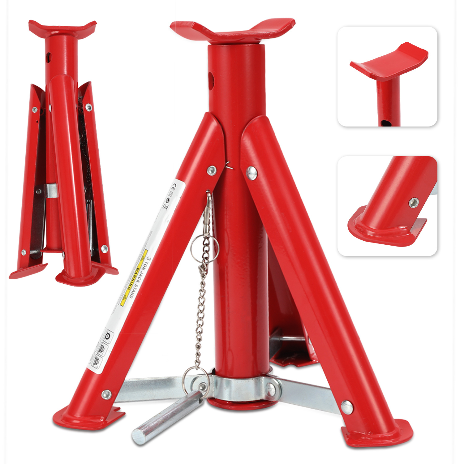 Tolletour 2t Unterstellböcke Klappbar Verstellbar Auto Unterstellböcke 2x 2000kg Red