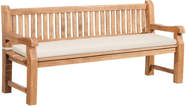 Gartenbank Teakholz Daxon Mit Sitzkissen Creme 200 Cm