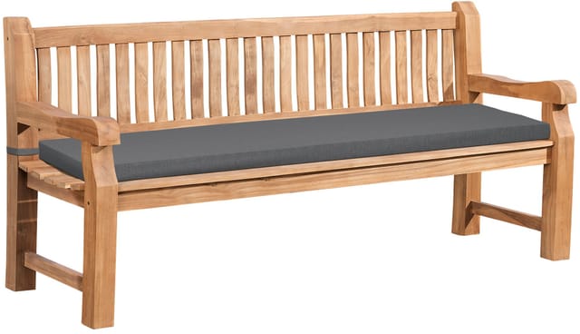 Gartenbank Teakholz Daxon Mit Sitzkissen Dunkelgrau 200 Cm