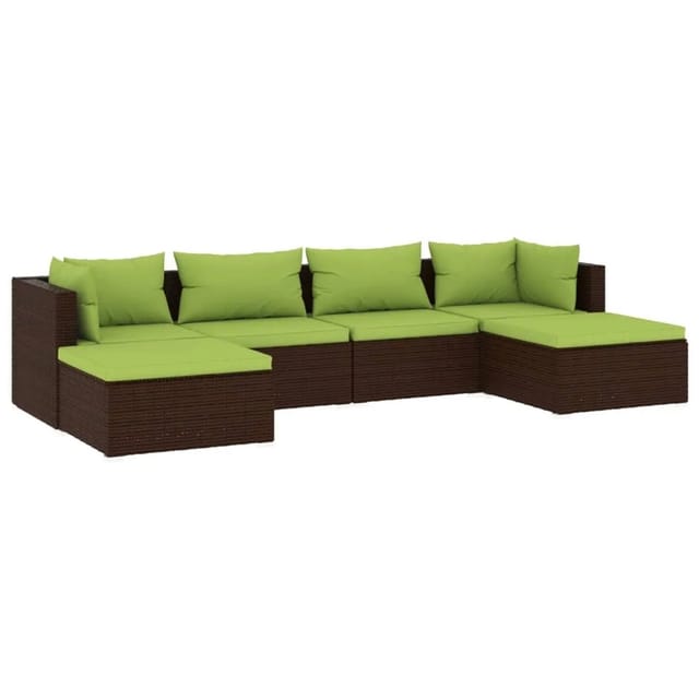 6-tlg. Garten-lounge-set，gartenmöbel-set Mit Kissen Poly Rattan Braun Vidaxl