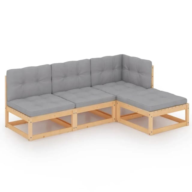 Gartenlounge 4 Pcs Mit Kissen Aus Massivem Kiefernholz