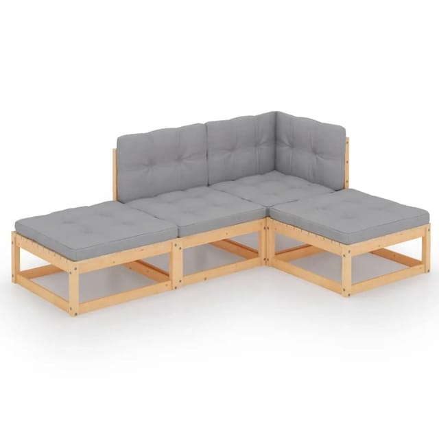Vidaxl Gartenlounge 4 Teile Mit Kissen Aus Massivholz Kiefer