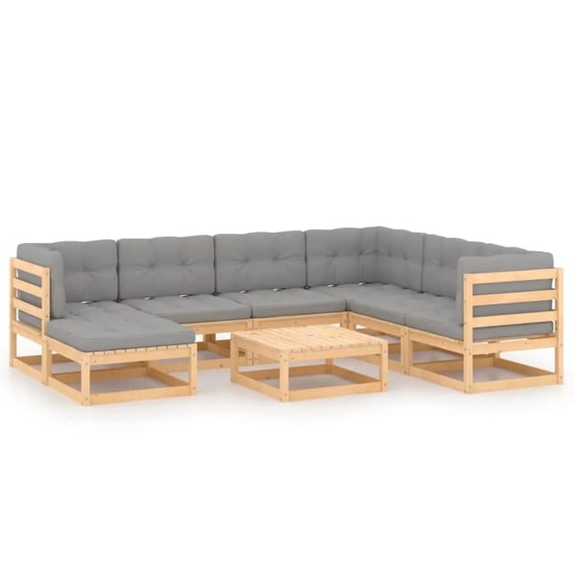 Vidaxl Gartenmöbelset 8-teilig Mit Kissen Aus Massivem Kiefernholz