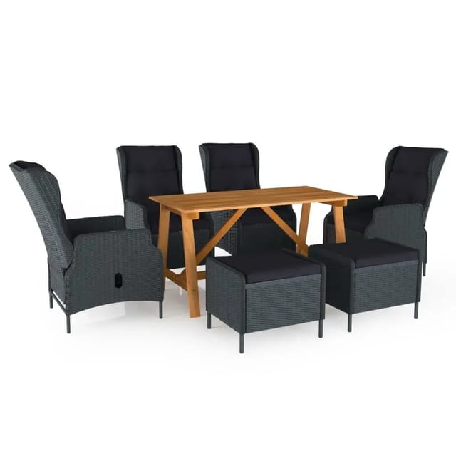 vidaXL 7-Tlg Garten-Essgruppe Dunkelgrau 3068785