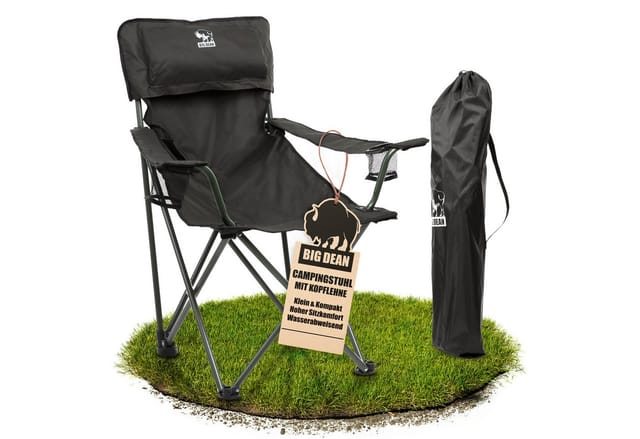 BigDean Campingstuhl Luxus Campingstuhl Faltbar Extra groß 150 KG Belastbar, bequem (Packung, 1 St), Luxus Faltstuhl, Wasserabweisend, Uv-Beständig