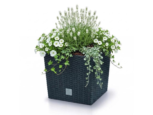 Blumentopf 40,8cm Mit Einsatz & Bewässerungssystem Pflanztopf Blumen Anthrazit