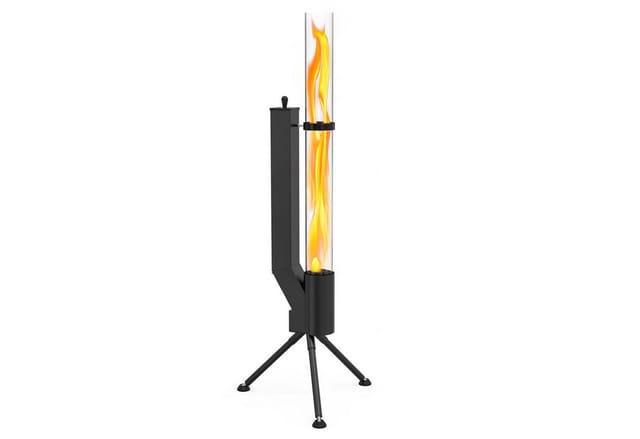 Albatros Pelletfackel Schwarz Mit Glasrohr – Rocket Stove Terrassenofen, Outdoor Feuerstelle Ohne Strom, Bis 120 Min Brenndauer