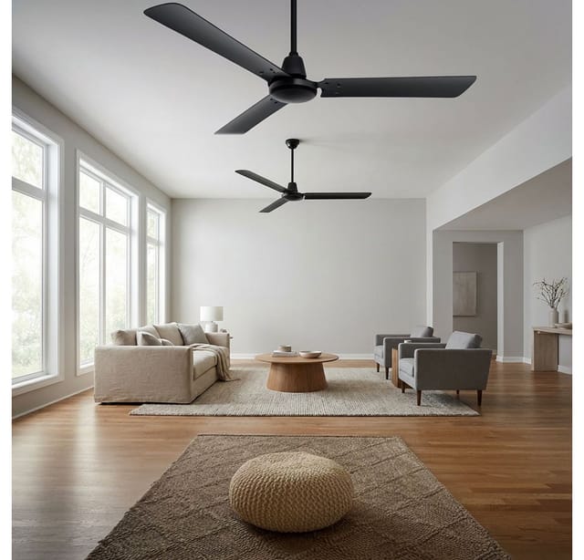 Deckenventilator Ventilator Lüfter Metall Schwarz Wandschalter 64w D 142 Cm