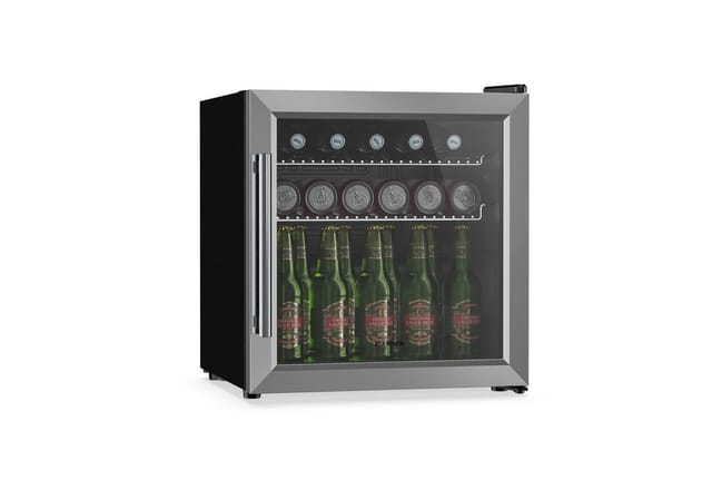 Klarstein Getränkekühlschrank 47l – Glastür, Led, 3–10°c, 2 Metallablagen, Kompressor, Leise, Kleiner Kühlschrank Für Flaschen, Präzise Temperaturregelung