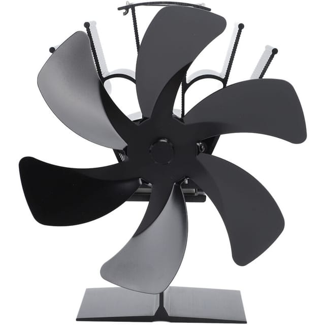 Vertikaler Ofenventilator Mit 6 Flügeln, Wärmebetrieben, Schneller Wärmeaustausch, Griff, Speziell Für Kamine Entwickelt, Schwarz
