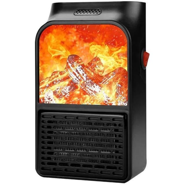 500w Steckbarer Mini-flammenheizer, Tragbarer Heizlüfter Mit Überhitzungsschutz, Geeignet Für Den Einsatz Zu Hause, Im Büro Und Im Schlafzimmer, 11,59x16,5cm, Schwarz, 1 Stück
