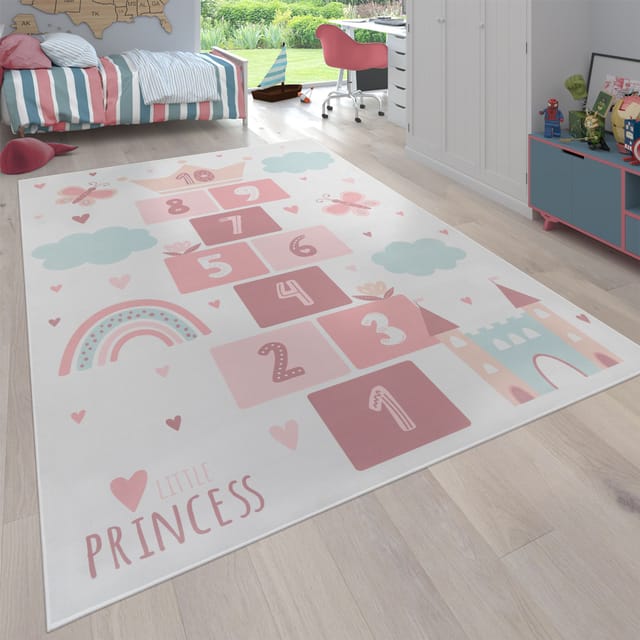 Paco Home - Teppich Kinderzimmer Kinderteppich Rutschfest Spielteppich Herz Creme 240x340 Cm
