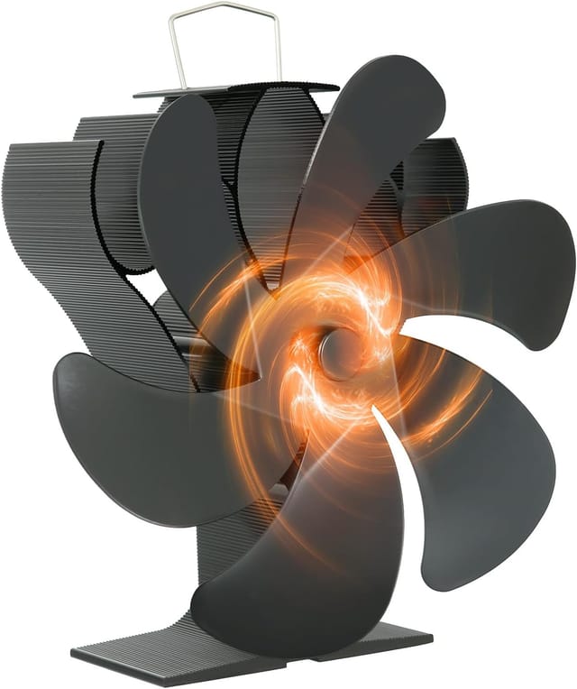 Holzofenventilator, 6 Seiten: Ofenventilator Mit Thermometer, Wärmebetriebener Kaminventilator, Pelletholzventilator Für Kaminofen