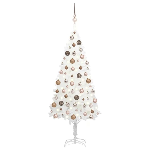 vidaXL Künstlicher Weihnachtsbaum mit LEDs Kugeln Weiß 150 cm Modell 2