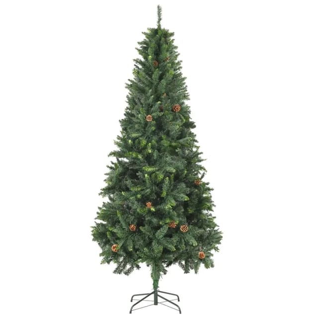 vidaXL Künstlicher Weihnachtsbaum mit Kiefernzapfen Grün 210 cm