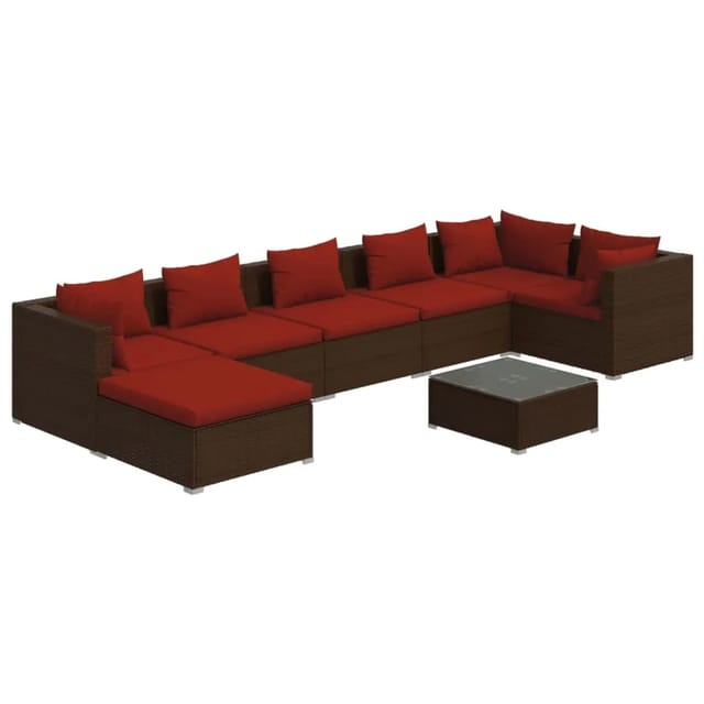 vidaXL 8-tlg Garten-Lounge-Set mit Kissen Poly Rattan Braun Modell 23