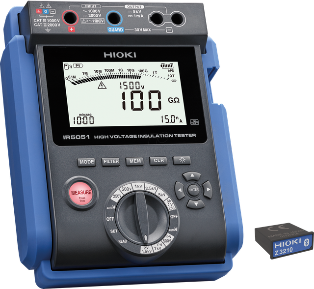 HIOKI IR5051-90 - Isolationsmessgerät IR5051-90, PV-Fkt. Bluetooth, 5 kV, 10 TOhm