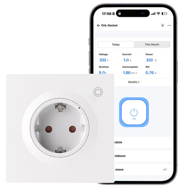 SON WS01TPF-E - Wandsteckdose, Typ F, Matter over Wi-Fi