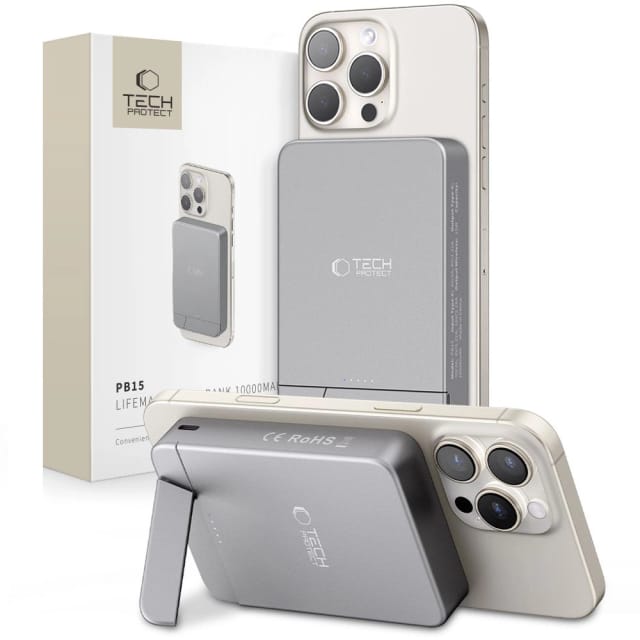 Tech-Protect PB14 LifeMag MagSafe 10000 mAh - Grey Powerbank (Akku) - Grau - 10000 mAh