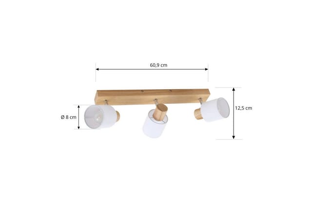 Lindby Deckenstrahler Wanessa, Holz IP20, 3 x 10 W LED
