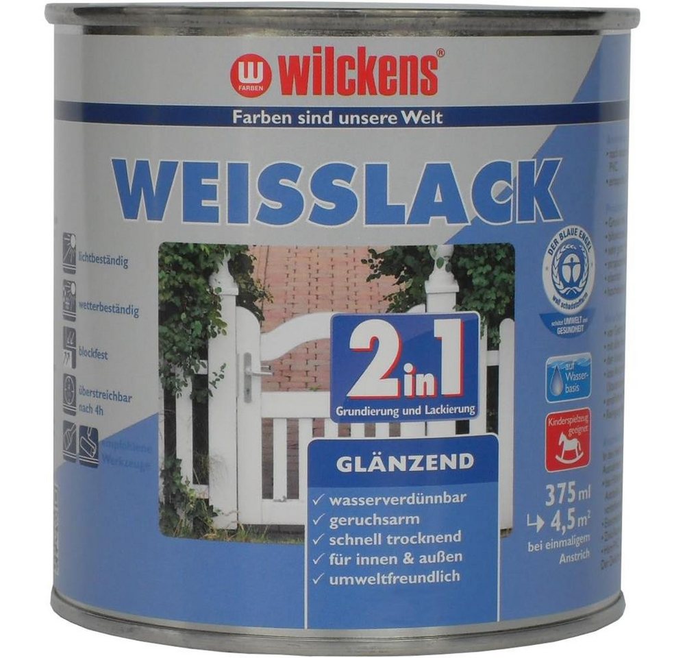 Wilckens Farben Weißlack glänzend weißer Lack, Grund- und Deckanstrich in einem Arbeitsschritt