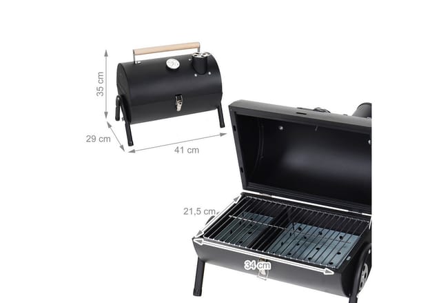 relaxdays Holzkohlegrill Campinggrill mit Thermometer, Kamin uvm.