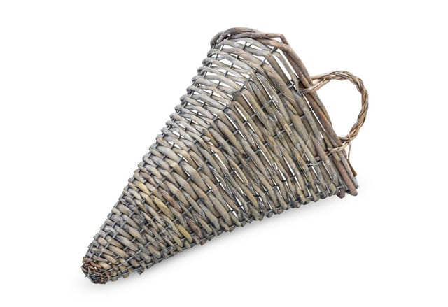 Rattan Wand Blumenampel Konisch 32 X 25 Cm Natur Mit Folie - 2er Set - Korbgeflecht Pflanzkorb Zum Hängen Halbrund Für Innen Und Außen