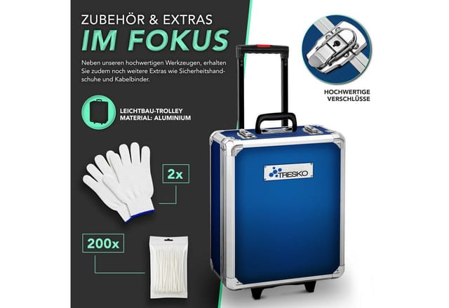 Tresko 1400 Tlg Werkzeugkoffer Blau Werkzeugkasten Werkzeugbox Werkzeugkiste Trolley Set
