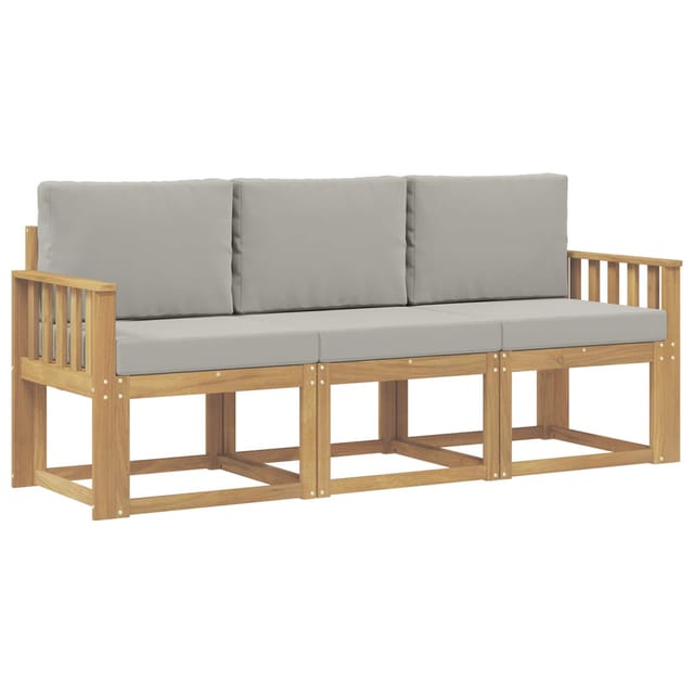 Outdoor-sofagarnitur 3 Pcs Weiß Und Hellgrau 189,5 X 63 X 73 Cm Vidaxl