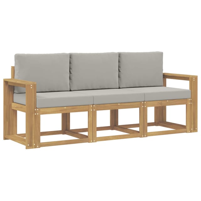 Outdoor-sofagarnitur 3 Pcs Weiß Und Hellgrau 197,5 X 63 X 73 Cm Vidaxl
