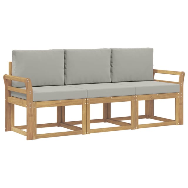 Outdoor-sofagarnitur 3 Pcs Weiß Und Hellgrau 194 X 63 X 73 Cm Vidaxl