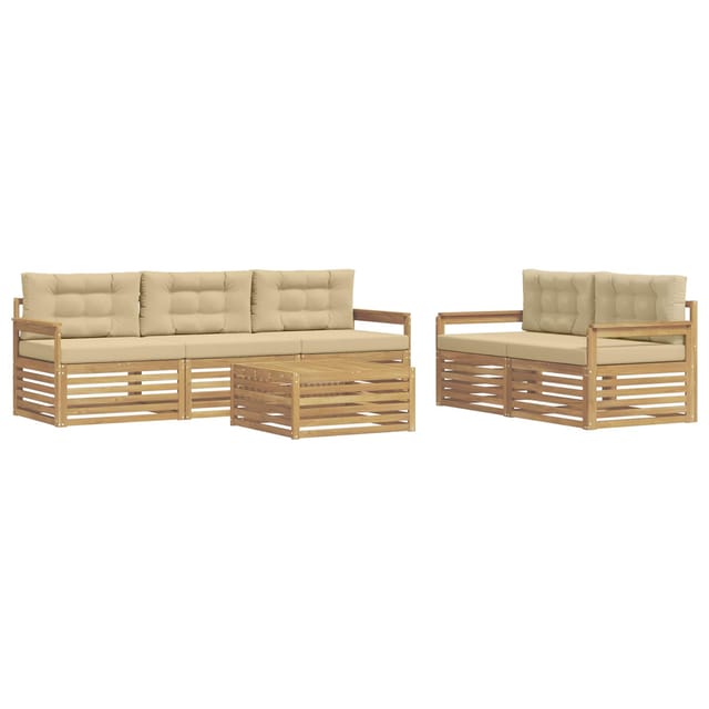 Outdoor-sofagarnitur 6 Pcs Weiß Und Beige Vidaxl