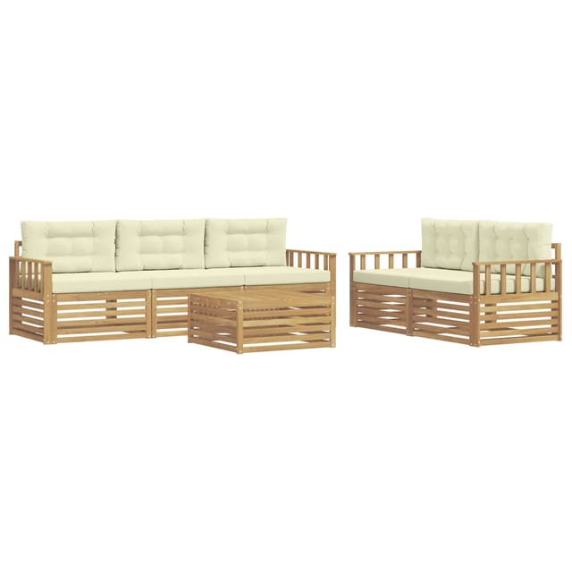 Outdoor-sofagarnitur 6 Pcs Weiß Und Creme Vidaxl