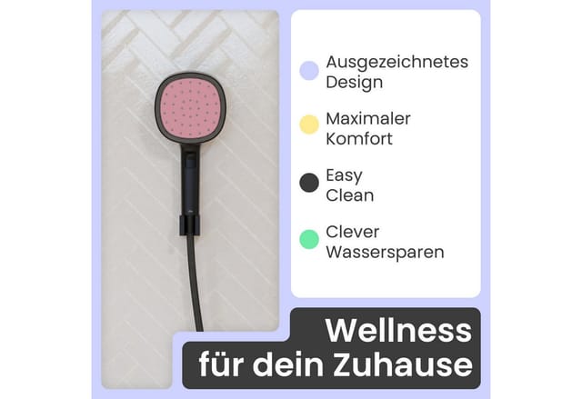 Cleo Handbrause-set, Schwarz Matt/koralle
