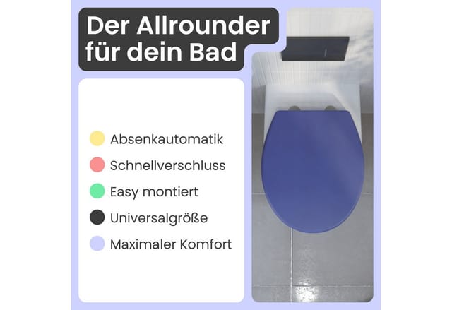 Helma Duroplast Wc-sitz Indigo, Mit Absenkautomatik Und Schnellverschluss