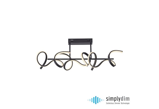 Deckenleuchte Dimmbar Über Lichtschalter Led Wohnzimmerleuchte Designleuchte, Geschwungenes Design, Metall Schwarz, 25w 2970lm 3000k, Lxbxh 82x21x30 Cm