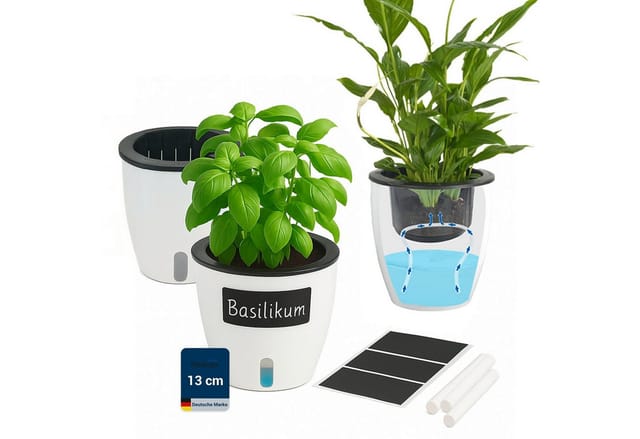 Set Aus Drei Töpfen Mit Bewässerungssystem, Ø 13 Cm