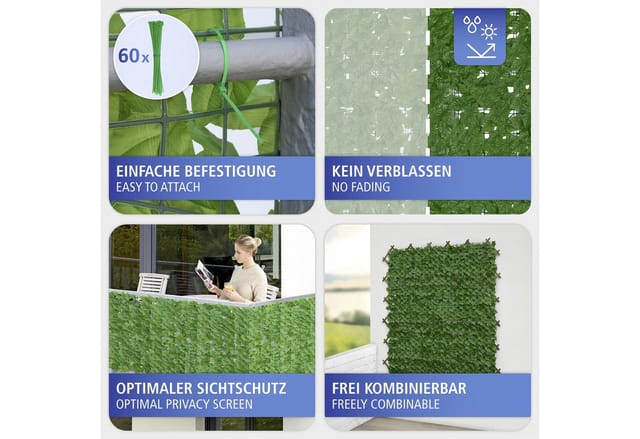 Gartenabdeckung Künstliches Efeu, Uv-beständig, 1 X 1 M