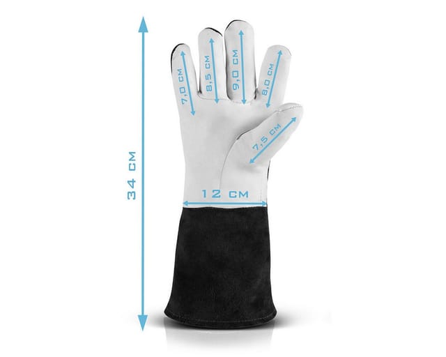 Stahlwerk Schweißerhandschuhe Aus Echtleder – Hitze- Und Feuerbeständige Schutzhandschuhe Aus Rindspaltleder, 34 Cm Xl-arbeitshandschuhe Für Wig, Tig, Mig Mag, Mma Und Plasmaschneiden, Schwarz-weiß
