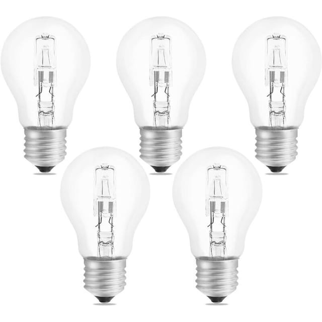 E27 A55 42w Dimmbare Halogenlampe, Ac220-240v, 650lm Warmweiß 2700k, Klare E27 Halogen-kugellampe Für Deckenleuchten, Schreibtischlampen, Wandleuchten, Stehlampen, 5er-pack