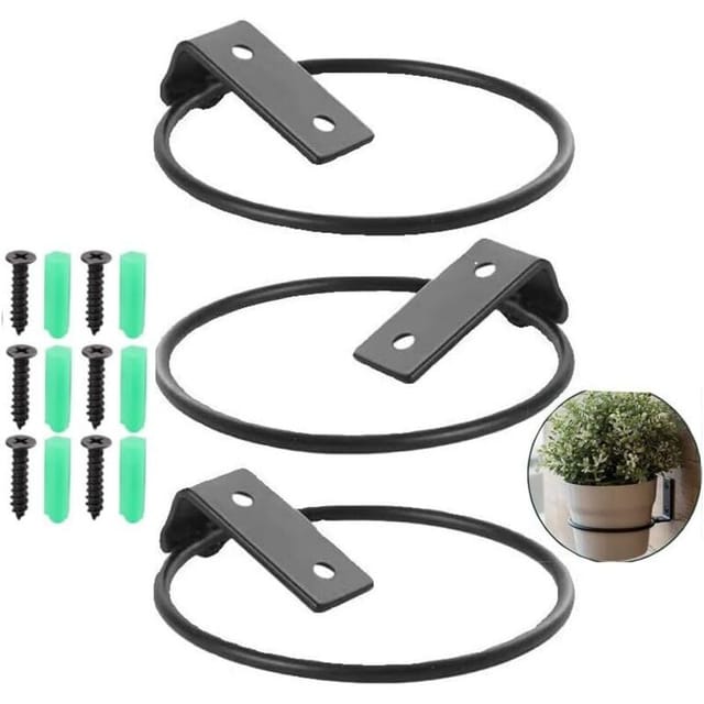 Set Mit 3 Wand-blumentöpfenhaltern, Faltbaren Blumentopfringhaltern Mit Schrauben Für Zimmerpflanzen, Flure Und Andere Innenräume