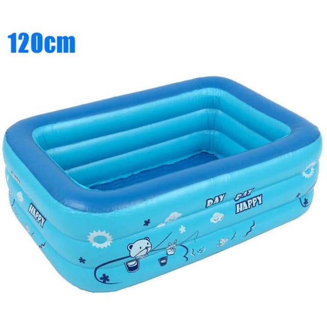 Aufblasbares Babybecken, Tragbares Ablaufsystem, Einfach Zu Entleerendes Rechteckiges Aufblasbares Becken, Hochdichtes Pvc-material, Umweltfreundliche Aufblasbare Badewanne (blau)