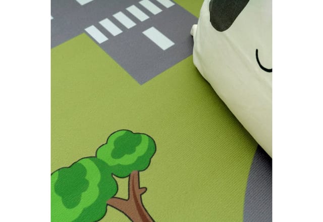 Paco Home Teppich Kinderzimmer Kinderteppich Spielteppich Straßen Und Auto Motiv Grün Grau 200 Cm Quadrat