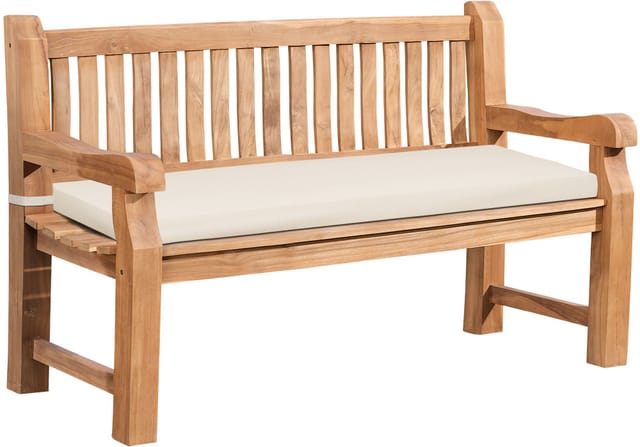 Gartenbank Teakholz Daxon Mit Sitzkissen Creme 150 Cm