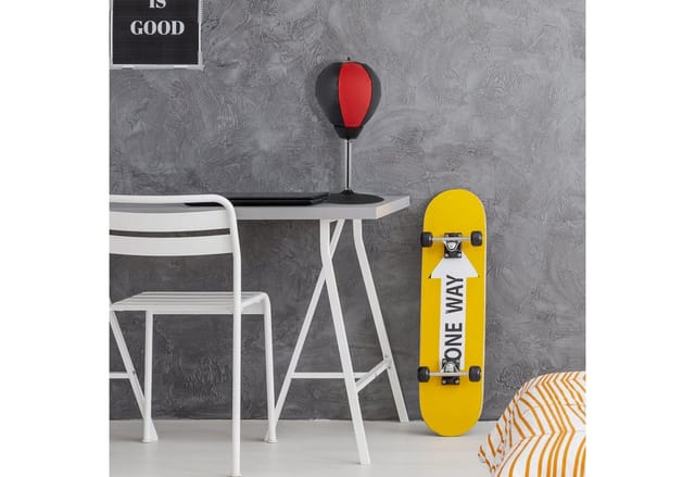 Relaxdays Tisch Boxsack, Schreibtisch Punchingball Fürs Büro, Mini Boxball Gegen Stress, Stehende Boxbirne, Schwarz/rot