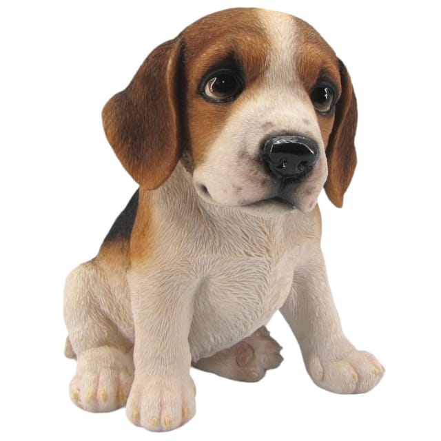 Dekofigur Beagle sitzend 17 x 14 x 17 cm braun weiß schwarz